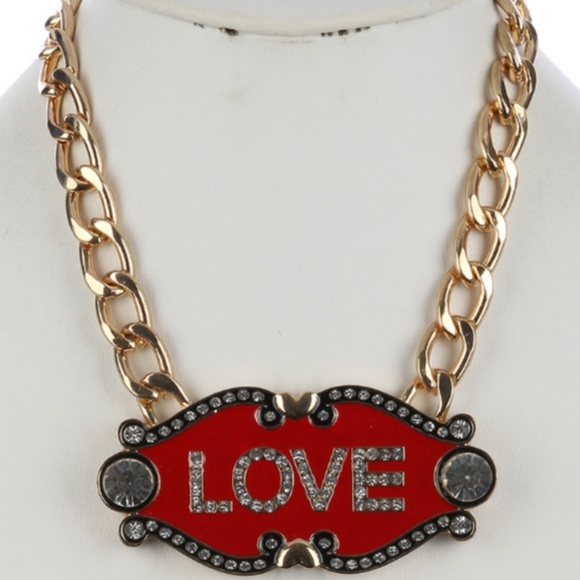 Chunky LOVE Bib Chain Necklace - Picture 1 of 1